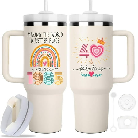 

60th Birthday Gifts for Women 60 Fabulous Gift For Her Mom Cool 60th Birthday Gifts Tumbler 40oz 60 Years Old 1965 Birthday Gifts for Women 60th Birthday Decorations for Woman Turning 60 Present