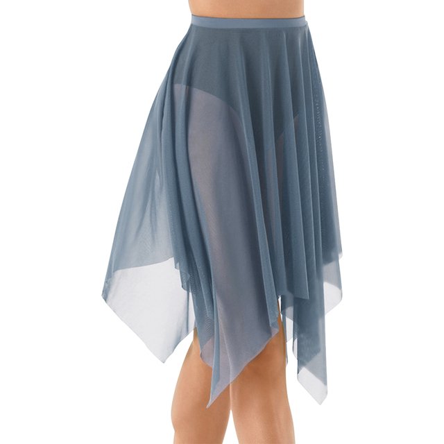 CHUANK Handkerchief Hem Mesh Wraps Ballet Classwear Dance Skirt Competition Performance Clothes with Elastic Waistband