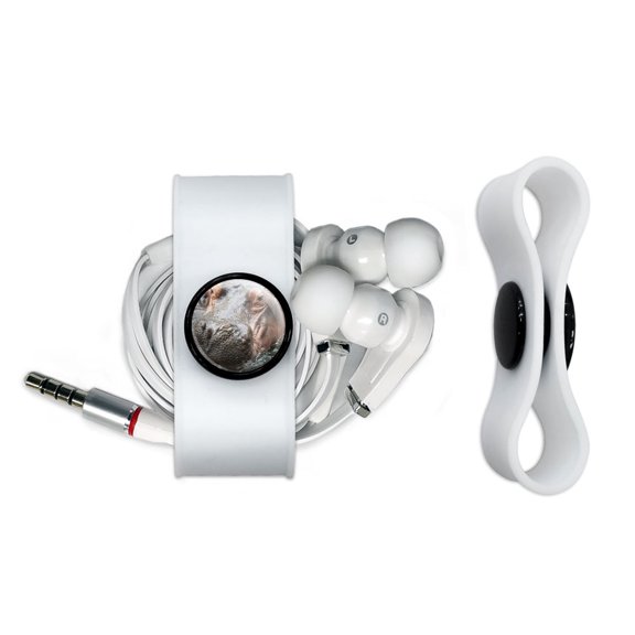 Hippopotamus Staring Headphone Cord Wrap Cable Wire Organizer Set