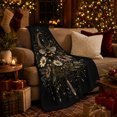 thumbnail image 3 of Enchanted Bumblebee Crescent Moon Wildflower decorative motif, Warm Flannel Blanket for Living Room and Bedroom, Mystical Celestial Art Scene, Celestial Art Lovers Housewarming Gift, 3 of 7