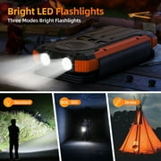 SOLPOWBEN 20000mAh Solar Power Bank With 4 Solar Panels,Portable Charger with Built-in 3 Cables and 22.5W Fast Charging,Phone Charger Compatible with iPhone/Android-Camping/Travel Essentials(Orange)
