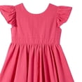thumbnail image 2 of FAHXNVB Girls Cotton Dress Flutter Sleeve Backless A Line Pleated Dress Solid Color Soft Breathable Summer Comfy Dress 1-8 Years, 2 of 6