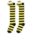 thumbnail image 3 of Girls Cute Over The Knee Socks Soft Cotton Striped Bee Fun Gifts Halloween Christmas Holiday Outfits (7-12Years, Yellow), 3 of 3