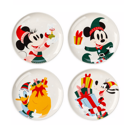 Disney Parks Mickey Minnie Goofy and Donald Holiday Plate Set New with Tag