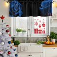 thumbnail image 5 of Blue Rose Curtain Valances for Windows, Kitchen Valance Window Treatments Panel 2 Pack, Vintage Abstract Garden Flower Floral Black Rod Pocket Short Curtains for Bathroom Bedroom 54 x 18 Inch, 5 of 8