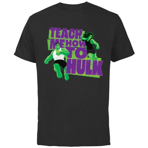 Marvel Studios She-Hulk & Hulk Teach Me How to Hulk Disney - Short Sleeve Cotton T-Shirt for Adults - Customized-Black