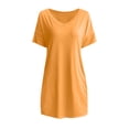 thumbnail image 4 of Kcodviy Robe d'Été Manches Courtes Grande Taille Robe Tunique Décontractée Robe Longue Sans Manches Col en V Mi-Longue Poches Robe d'Été pour Femmes, 4 of 4