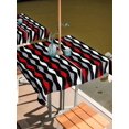 thumbnail image 2 of Outdoor Tablecloth with Umbrella Hole for Patio/Picnic/Party/Camping, Red Grey Striped Waterproof Table Cloth Square Cover Washable, Modern Abstract Geometric Stripes (60"x 60"), 2 of 8