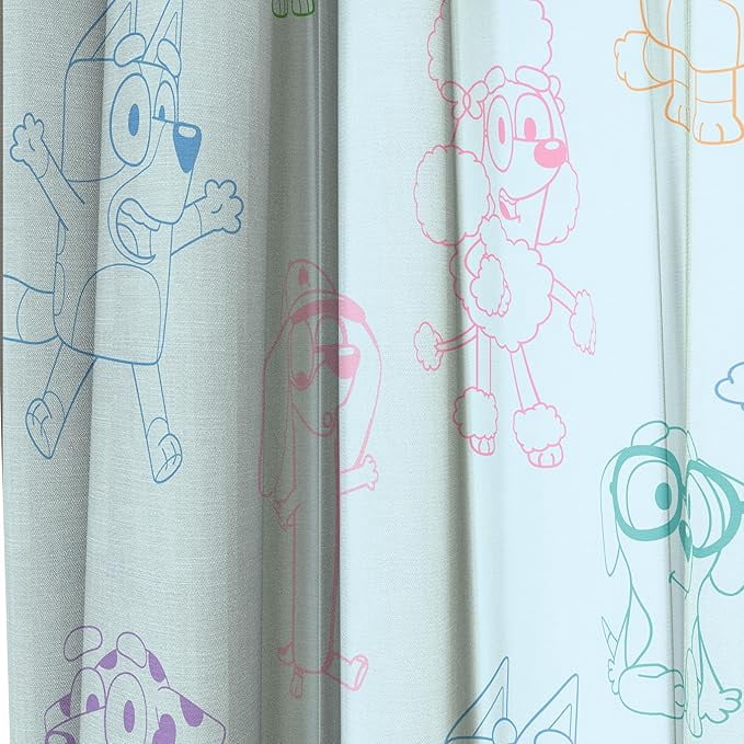 Bluey Colorful Friends 2 Panel Curtain Set, 84 Inch Long - Kids Home Décor