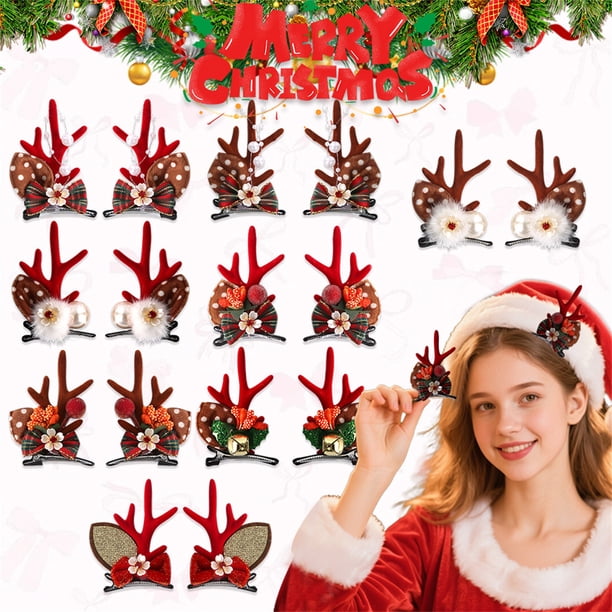 Horquilla Pinza para el pelo con forma de cuernos de reno, ideal para fiestas navideñas (2 unidades). JASKFLY