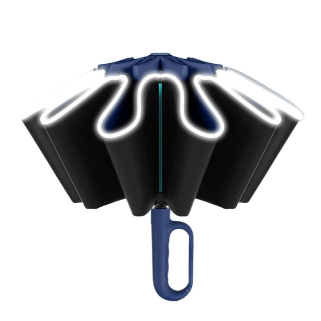 keepw Foldable Oversized Sun Umbrella Outdoor Activities Handle Loop Buckle Allows Reflective navy blue