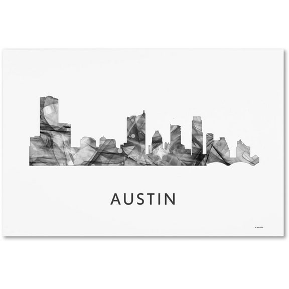 Trademark Fine Art 'Austin Texas Skyline WB-BW' Canvas Art by Marlene Watson