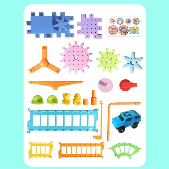 FEOLGEHLY Gear Toys Interlocking Building Blocks, 97 Piece Educational Engineering Building Toys Set, Creative Construction STEM Kits for Boys Girls, Waffle Blocks for Kids Ages 3-5 5-7