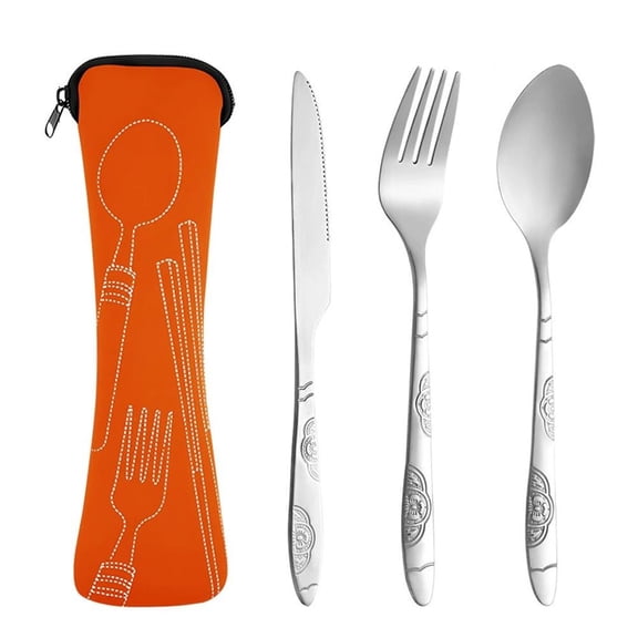 3-in-1 Portable 304 Stainless Steel Cutlery Set Travel Utensils with Case Fork Spoon Chopsticks for Camping Work School