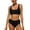 Black, variant on Charmo Women High Waisted Bikini Crop Top 2 Piece Bathing Suit Sports Swimsuit
