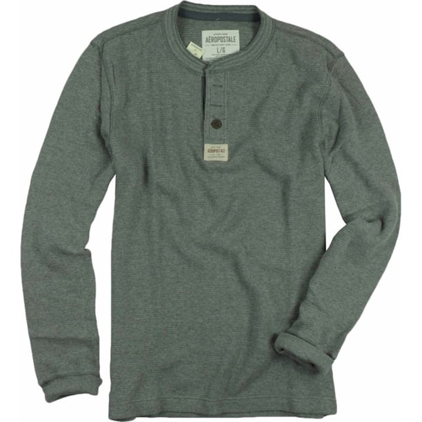 Aeropostale - Camiseta térmica para hombre, color gris, extragrande Aeropostale henley