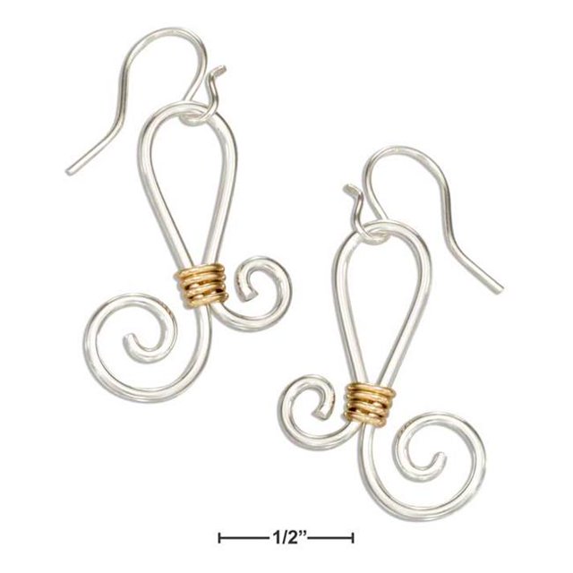 Argent Sterling & 12K Or Rempli Boucles d'Oreilles de Conception Bouclés