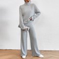 thumbnail image 4 of Pantalones Conjunto de 2 piezas a juego para mujer, trajes cómodos y holgados de punto suave para el hogar (gris M) Cgtredaw Gris T M para Mujer, 4 of 6