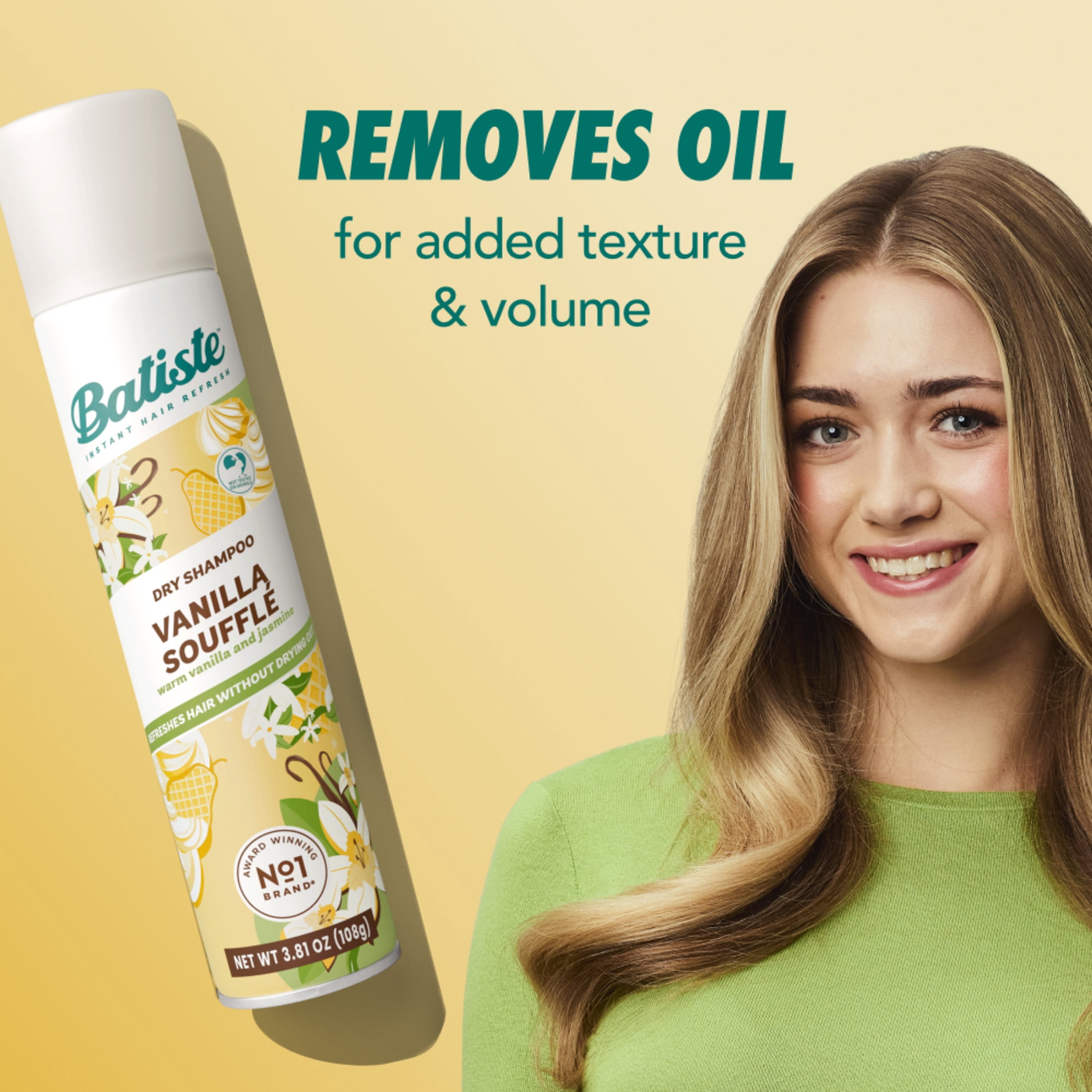 Batiste™ Dry Shampoo, Instantly Refresh Hair & Absorb Oil Between Washes, Vanilla Souffle, 3.81 oz