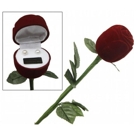 240-PELSR Premium Premium Long Stem Rose With Genuine Pearl Earrings (Case of 50)