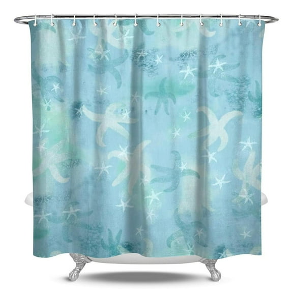 Nautical Vintage Shower Curtain 84" x 72" Waterproof Beach Anchor Mermaid Sea Creatures Bathroom Decor with Hooks
