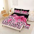 thumbnail image 2 of Manfei Chic Coquette Bow King Sheets,Fashion Classic Cheetah Bedding,4 Pieces,1 Flat Sheet,1 Fitted Sheet and 2 Pillowcases, 2 of 6