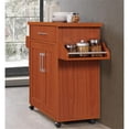 thumbnail image 4 of Hodedah Wheeled Kitchen Island Cart with Spice Rack and Towel Holder, Cherry, 4 of 8