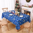 thumbnail image 3 of Christmas Tablecloth 60×120 Inch Gold Snowflake Rectangle Table Cloth Buffalo Plaid Holiday Tablecloth, Waterproof Winter Xmas Table Cover for Party Picnic Dinner, Christmas Decor, Blue, 3 of 6