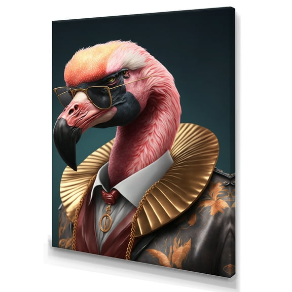 Designart Flamingo Gangster In NYC I Canvas Wall Art