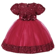 Jalioing Puffy Dress for 0-3 Years Infant Baby Girl Lace Bow Mesh Dresses Summer Cute Layered Skirt (1-2 Years, Wine)