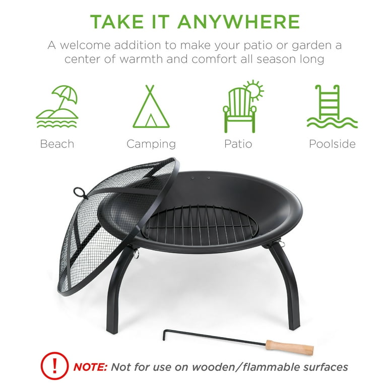 Best Choice Products 22in Fire Pit Bowl, Portable Folding Steel Outdoor Camping Accessory w/ Mesh Cover, Poker Best Choice Products 22in Fire Pit Bowl, Portable Folding Steel Outdoor Camping Accessory w/ Mesh Cover, Poker