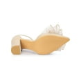 thumbnail image 5 of BLISSFUL STEP Women's Bow Knot Pointed Toe Block Heel Pumps Beige 9.5, 5 of 7