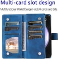 thumbnail image 5 of Phone Case for Samsung Galaxy S23 FE 5G Wallet Cover With Tempered Glass Screen Protector and Wrist Strap Mandala Flower Flip Zipper Credit Card Holder Cell S 23 EF S23FE5G S23FE G5 Women Blue1, 5 of 13