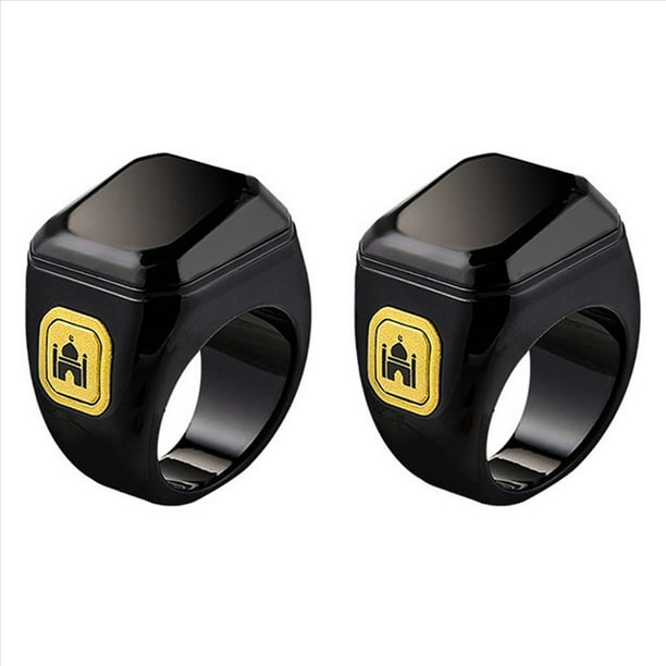2X Anillo Inteligente Bluetooth Contador de Dedo Electrónico Recordatorio de Tiempo de Adoración Contador de Anillo de Dedo de Oración 18 mm Negro