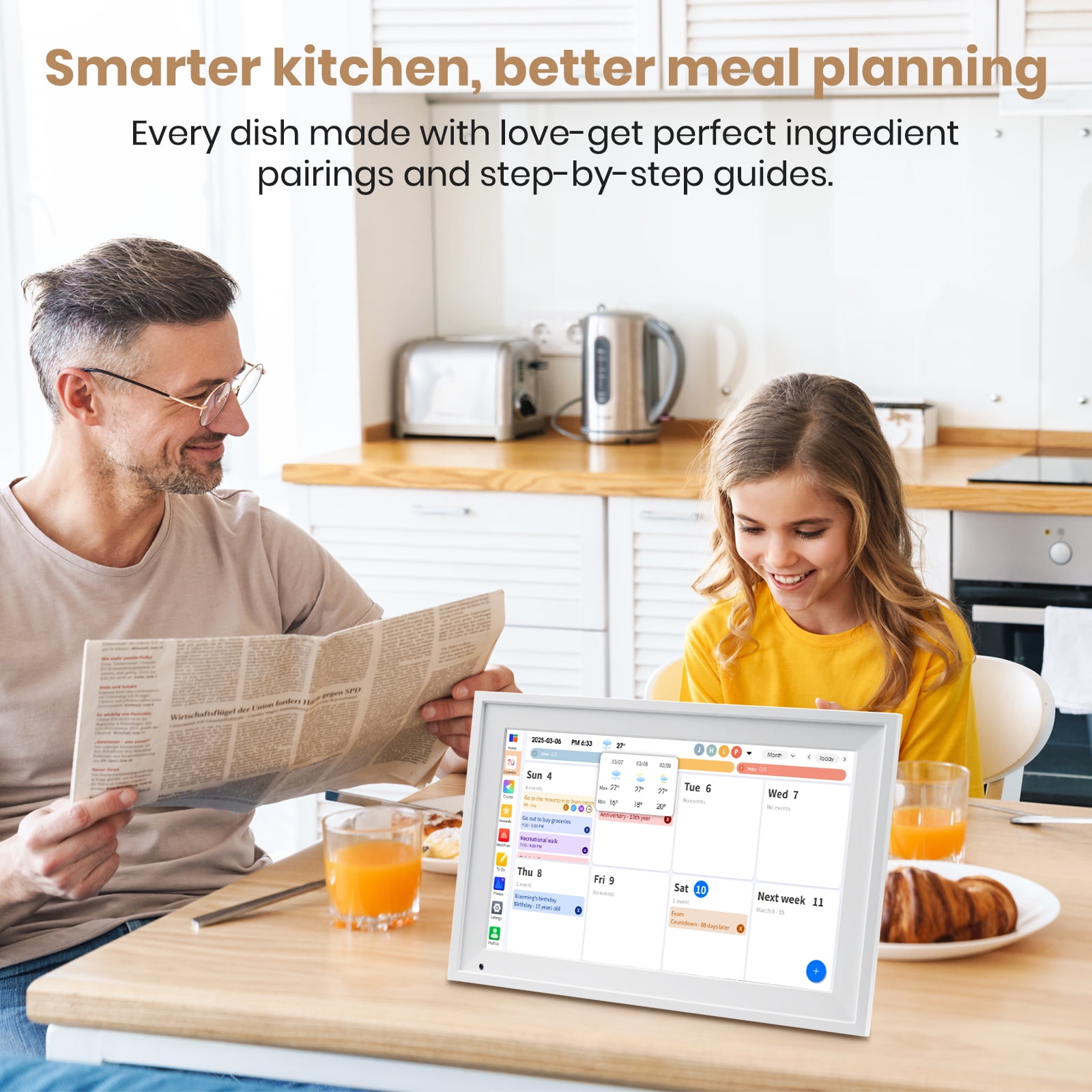 10.1 Inch Smart Digital Calendar with Google Outlook iCloud Calenday Sync, 3GB RAM, 32GB Storage, Family Task Rewards and Daily Planner Calndar, Touchscreen Calendar for Home and Office