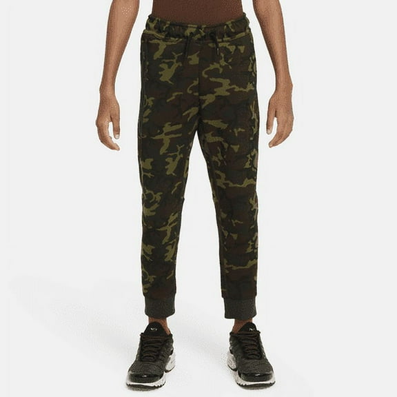Nike Sportswear Tech Fleece Big Kids' (Boys') Camo Joggers Color: Black/Sequoia/Black Size: M