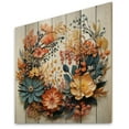 thumbnail image 2 of Designart "Floral Wreath in Beige and Orange III" Floral Print on Natural Pine Wood, 2 of 5