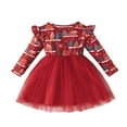 thumbnail image 4 of Mercatoo Toddler Baby Girls Christmas Dress Bows Cute Graphic Tulle Layered Long Sleeve Skirt Infant Crewneck Holiday Dresses, 4 of 8