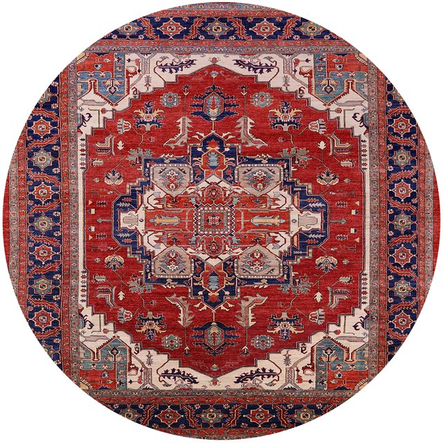 Ahgly Company Tapis Rond Intérieur Moderne Mi-Siècle Rouge Canneberge Oriental, 3 Pieds Rond
