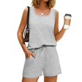 thumbnail image 5 of Women’s Tank Tops Wide Leg Elastic Waist Short Pockets Two Piece Summer Outdoor, 5 of 8