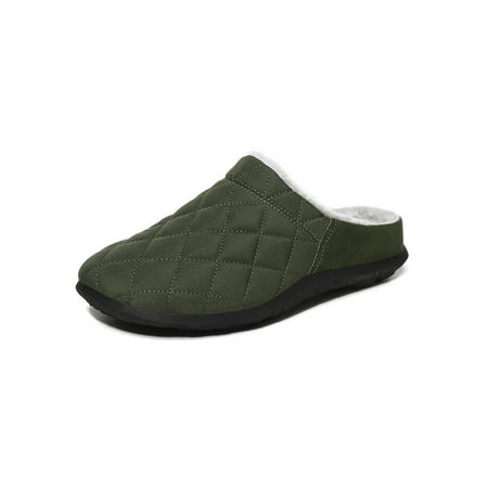 

Welliumy Men Warm Shoe Fuzzy Clog Slippers Closed Toe Plush Slipper Indoor House Outdoor Comfort Slip On Green 6