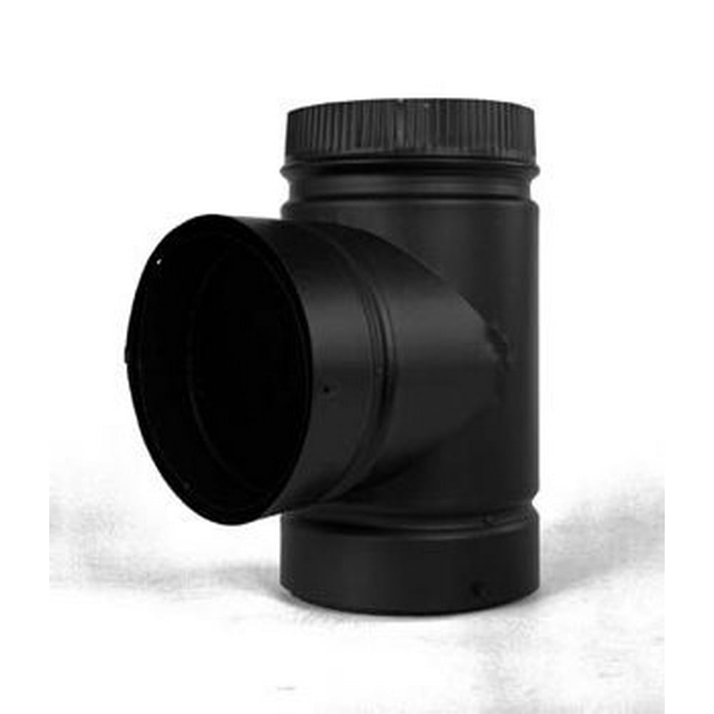 6'' Model DSP DoubleWall Black Stove Pipe Tee with Cap