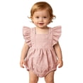 thumbnail image 7 of mgoYE Baby Girls Playsuits Ruffled Bodysuit 3 6 12 18 Month Fly Sleeve Romper Newborn Cotton Linen Jumpsuit Infant Summer Clothes(Pink,18-24 Months), 7 of 7