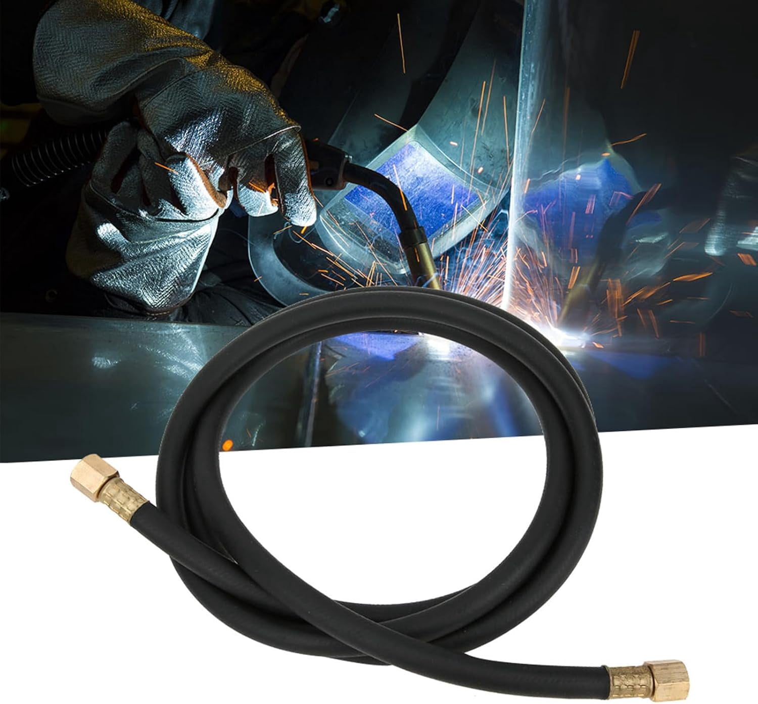 Fafeicy Inert Gas Hose, Inert Gas Hose, Argon CO2 Nitrogen Compressed Air Hose Welding Connecting Pipe Gas Hose Nut 1/4 Inch, Welding Accessories (2m/6.6ft), Fafeicyfkruzip12m-12