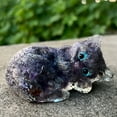 thumbnail image 6 of LAMIRO Cat Figurine - Crystal Statue - 2.95" Cat Ornaments Amethyst Cat Statue Cute Cat Gifts for Women Desk Accessories Cat Lovers Gifts Cat Memorial Gifts, 6 of 7