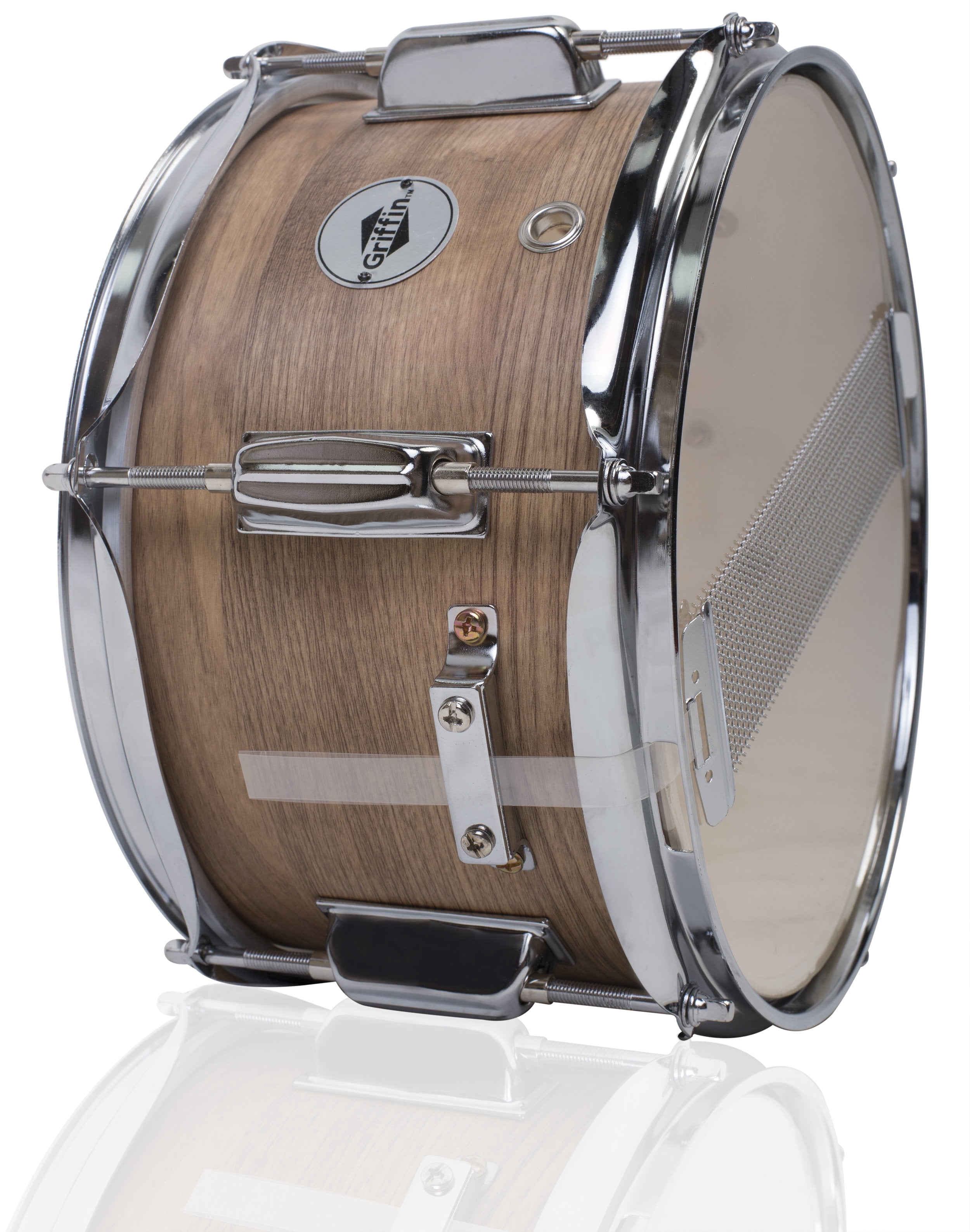 Popcorn Soprano Snare Drum by Griffin Firecracker 10" x 6" Poplar Wood Shell with Oakwood PVC Concert Percussion Musical Instrument with Drummers Key and Deluxe Snare Strainer Beginner & Professional