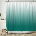 thumbnail image 2 of Lfeey Teal and White Ombre Waterproof Fabric Shower Curtain for Bathroom Decor, with Hooks, 72x72 inches, 2 of 5