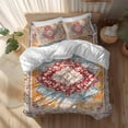thumbnail image 2 of Vintage Queen Size Comforter Set, Abstract Orange Bohemian Farmhouse Tribal Bedding for All Seasons, 4 Pcs Bed Set, 1Quiltcover (90"x92") ,1Sheet(94"x116"), 2Pillowcases (30"x20"), 2 of 9