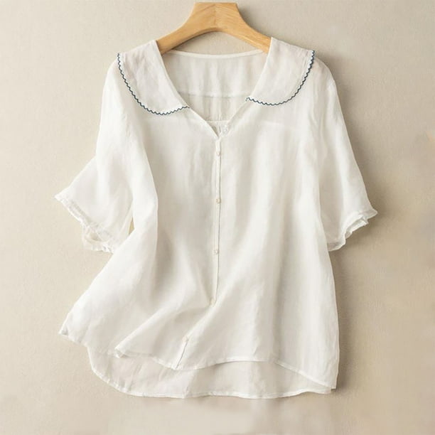 mfyjkho Tops Para Salir, Camisetas Sin Mangas Lisas De Manga Corta Con Cuello Vuelto Para Mujer De Verano Tops Para Salir Para Mujer L