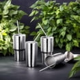 thumbnail image 7 of 4PCS Reusable Metal Straws, 10.4" Stainless Steel Straws with Bag and Cleaning Brush for 20/30 Oz for Tumblers (Rose Gold), 7 of 7